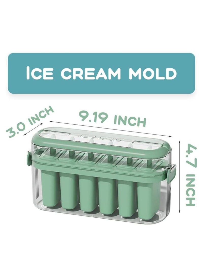 Arabest Popsicle Molds, Popsicle Molds Homemade Popsicles and Ice Cream Six Silicone Ice Cream Makers Easy Release Reusable DIY Popsicle Makers (Green) - Image 2