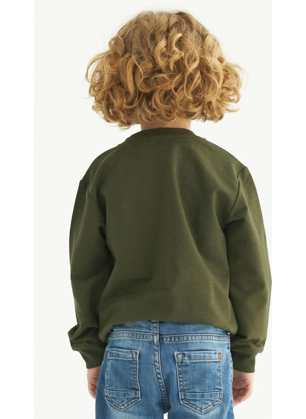 Zepkids Crew Neck Long Sleeve Weekend Feel Printed Khaki Color Boy's Sweatshirt