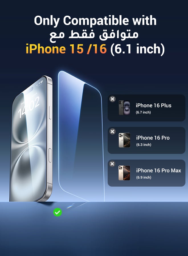 Ugreen Hd Clear Screen Protector For Iphone 15 & 16 2Pcs