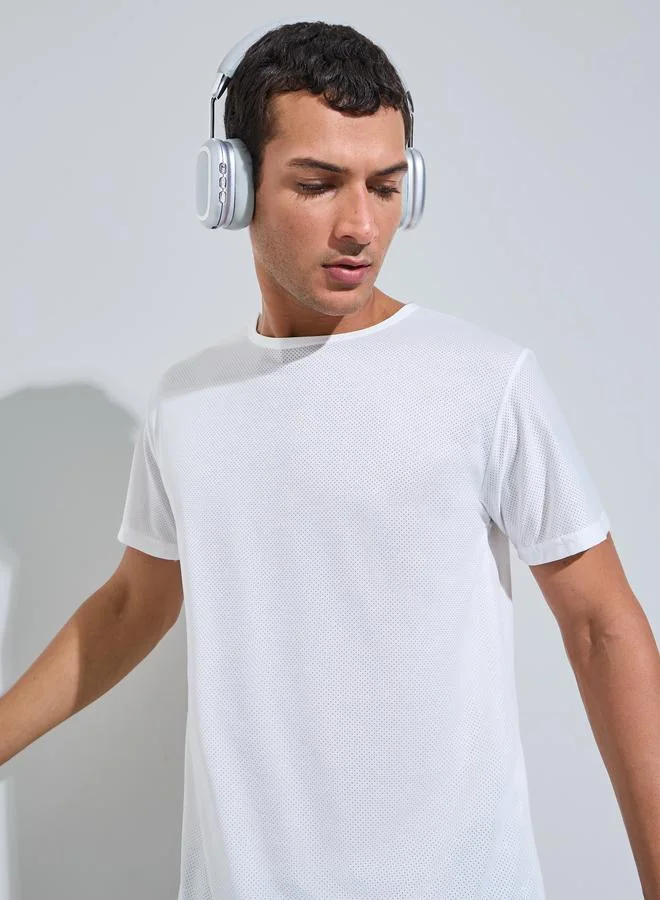 ستايلي اكتيف Men White Regular Fit Activewear T-Shirt