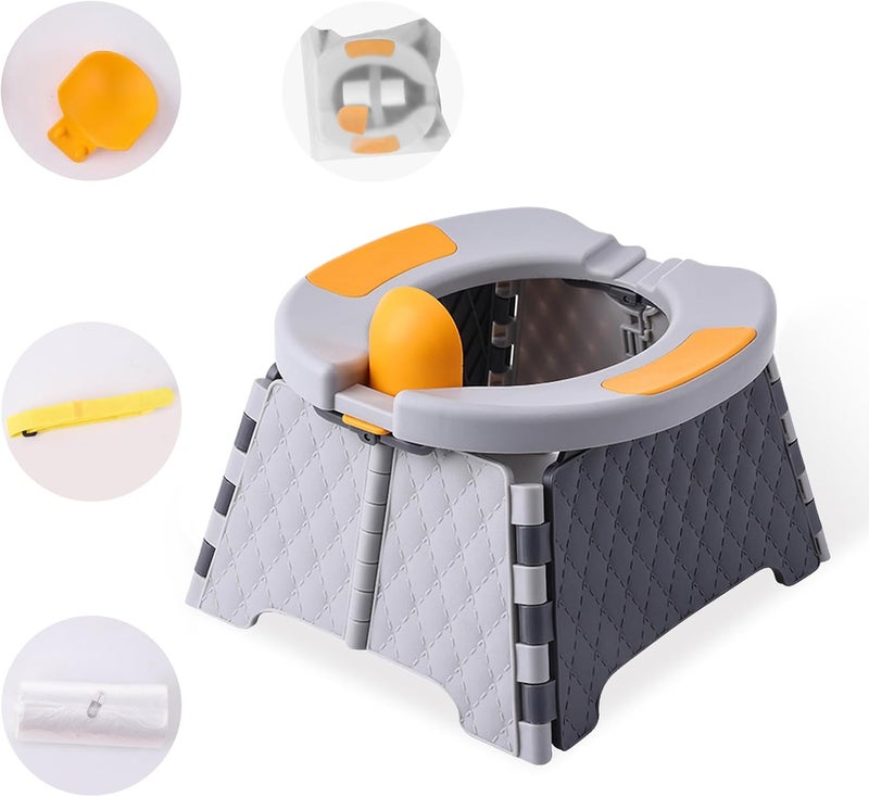 Yszawmx Portable Potty for Toddler Travel, Kids Travel Potty Training Chair with Travel Bag, Baby Potty Training Toilet for Outdoor and Indoor Easy to Clean(Gray), Includes 30 Replacement Bags - Image 1