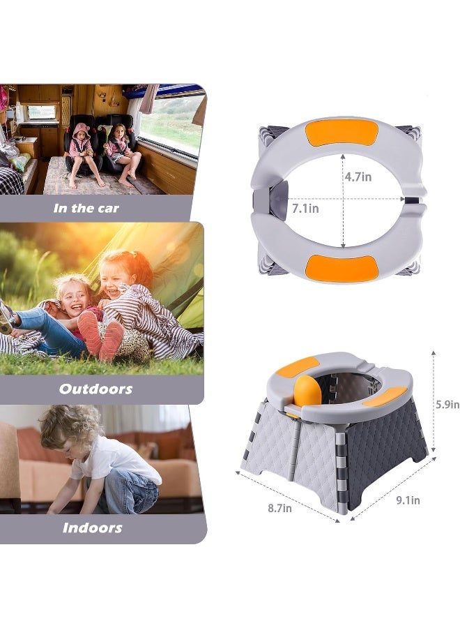 Yszawmx Portable Potty for Toddler Travel, Kids Travel Potty Training Chair with Travel Bag, Baby Potty Training Toilet for Outdoor and Indoor Easy to Clean(Gray), Includes 30 Replacement Bags - Image 4
