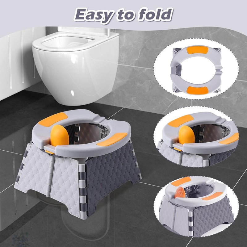Yszawmx Portable Potty for Toddler Travel, Kids Travel Potty Training Chair with Travel Bag, Baby Potty Training Toilet for Outdoor and Indoor Easy to Clean(Gray), Includes 30 Replacement Bags - Image 2