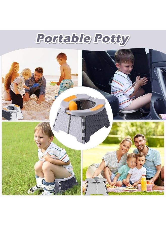 Yszawmx Portable Potty for Toddler Travel, Kids Travel Potty Training Chair with Travel Bag, Baby Potty Training Toilet for Outdoor and Indoor Easy to Clean(Gray), Includes 30 Replacement Bags - Image 3
