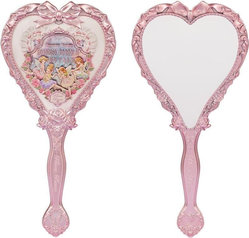 Flower Knows مرآة يدويّة من فلوور نوز، مرآة يدوية محمولة بتصميم عتيق، مرآة معدنية متينة، مرآة أميرة لطيفة وجميلة، مع مقبض طويل لسهولة الحمل، هدية للفتيات (فانيلا بيضاء)