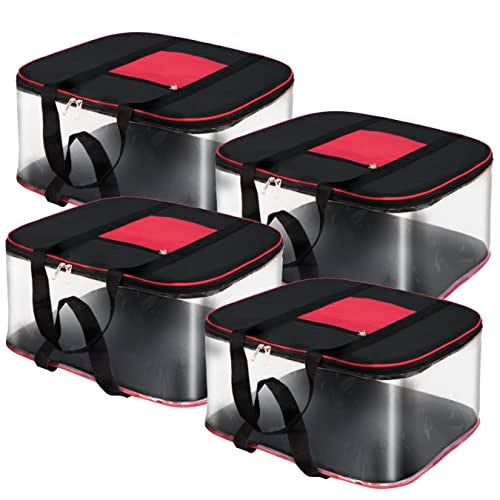 NISUN 4 Pack Moisture Proof Big Nylon Transparent Underbed Storage Bag/Stationery Paper/Blankets/Clothes Storage Bag (BlackRed, 57x47x26 cm), Rectangular - Image 1