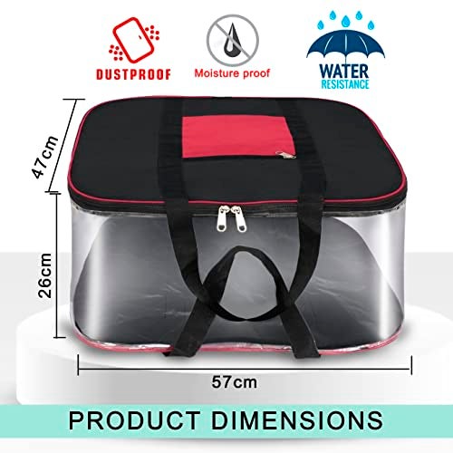 NISUN 4 Pack Moisture Proof Big Nylon Transparent Underbed Storage Bag/Stationery Paper/Blankets/Clothes Storage Bag (BlackRed, 57x47x26 cm), Rectangular - Image 2