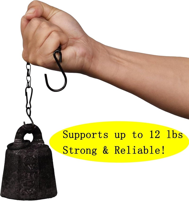 Sersberg Chain for Hanging Plants,11 Inch Black Hanging Chain, Small Hanging Basket Chain Kits with Hooks for Bird Feeder Hanging Basket Extender Porch Wind Chime (Black, 11 Inch-12PCS) - Image 3