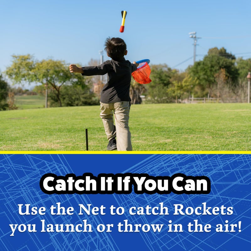Stomp Rocket Stomp & Catch Rocket Launcher: Outdoor Fun for Kids! Includes 4 Sport Rockets - STEM Toy Blaster with Catching Net, Soars Up to 100 Feet for Boys & Girls, Ages 5 and Up - Image 3