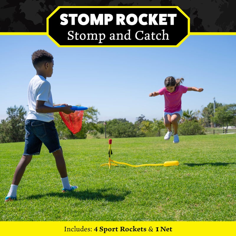 Stomp Rocket Stomp & Catch Rocket Launcher: Outdoor Fun for Kids! Includes 4 Sport Rockets - STEM Toy Blaster with Catching Net, Soars Up to 100 Feet for Boys & Girls, Ages 5 and Up - Image 2