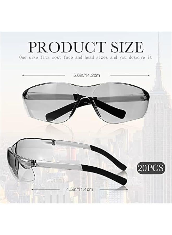 Generic 20 Pcs Safety Glasses UV Scratch Resistant Eyewear Polycarbonate Goggles Clear Protective Eyewear for Lab Science (Gray) - Image 2