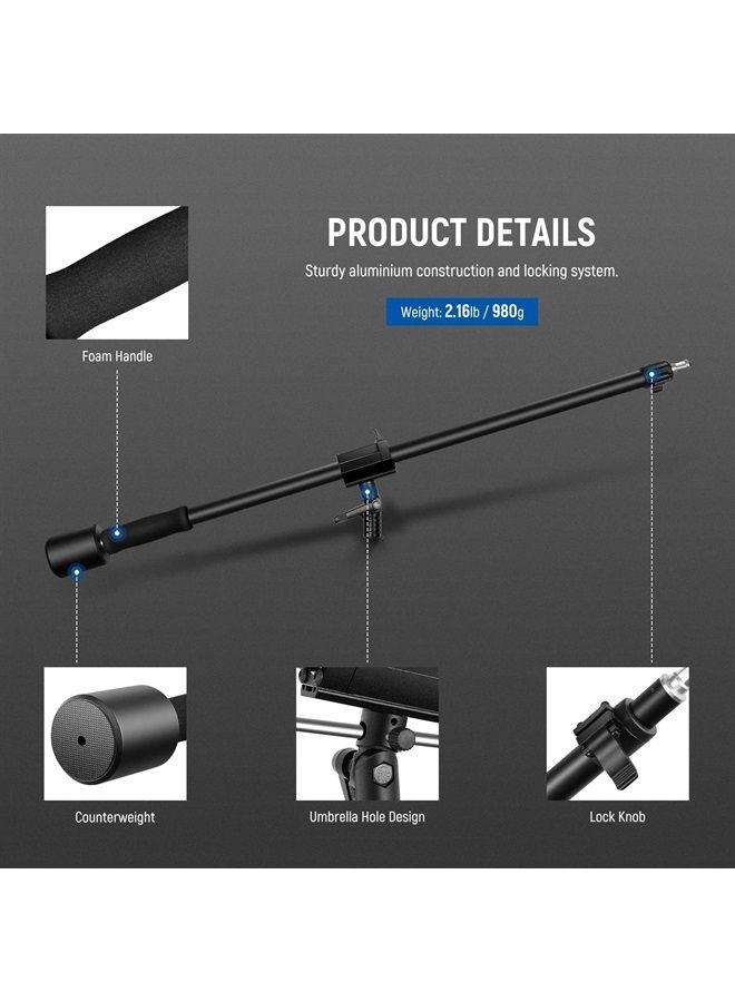 NEEWER Tripod Boom Arm, 35" to 61" (89 to 155cm) with 1.5kg Counterweight and Sandbag, 1/4" Screw Compatible with Softbox, Studio Light, Flash, Umbrella, Ring Light, Max Load 5kg - Image 4