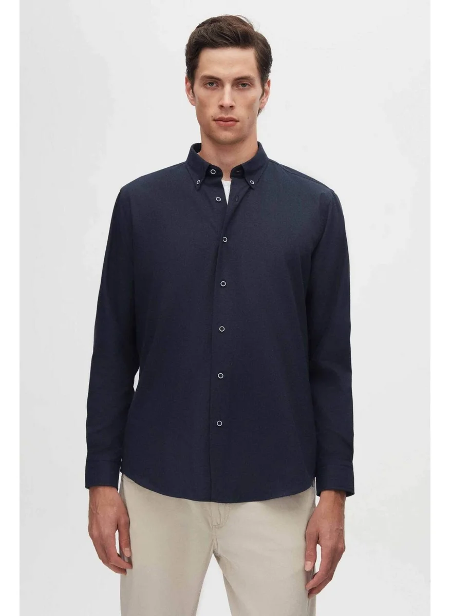 D'S DAMAT Regular Fit Navy Blue Plain Winter Shirt 7HC02ORT13265
