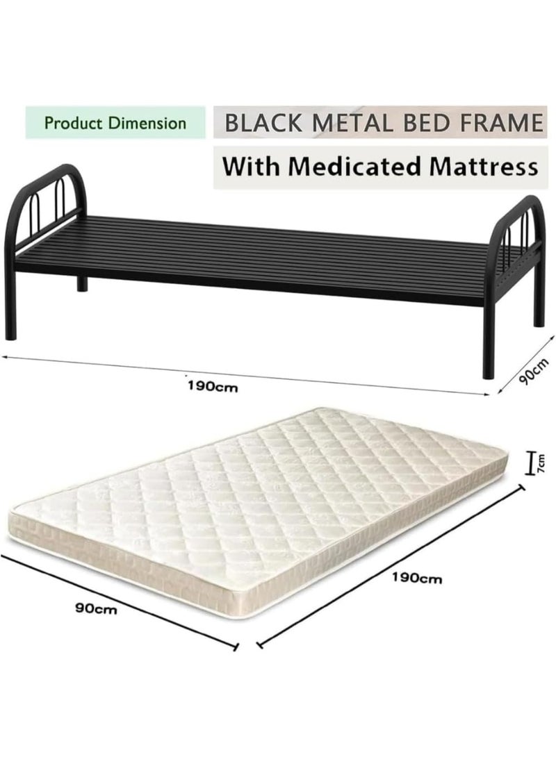 اي بي اكس هوم سرير مفرد من ABX HOME، إطار سرير معدني متين لغرفة النوم وغرفة المعيشة، سهل النقل، إطار سرير معدني، مقاس 90×190 سم - متين وأنيق - Image 2