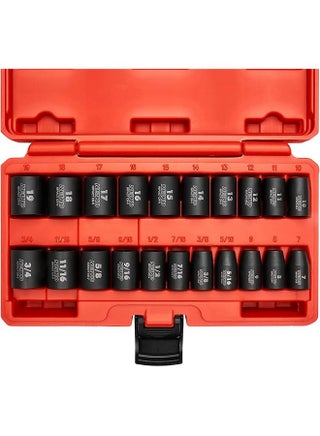 02432A 3 8” Drive Sae And Metric Impact Socket Set 21 Shallow Pieces Sae 5 16” To 3 4” 7Mm To 19Mm Premium Cr V Steel 6 Point Hex Design Corrosion Resistant Coating - pzsku/ZEBE3346294E07A3C1618Z/45/_/1723174219/c46bd556-682e-40a6-ab19-4aa9ff1b98f0