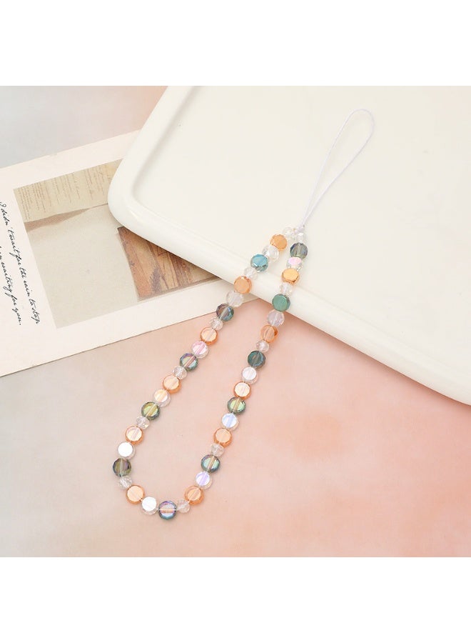 NIBEMINENT Phone Charm/ Chain Strap for Women Girls, Round Crystal Cell Phone Case Lanyard Wrist Strap