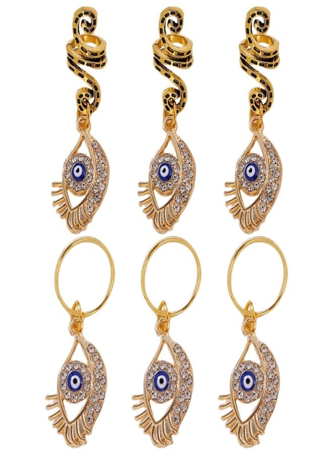 Amosfun Pendant Hair Jewelry for Braids, Women Girl Halloween Tiara Evil Alloy Crystal Dreadlock Accessories 6 Pack - Image 1