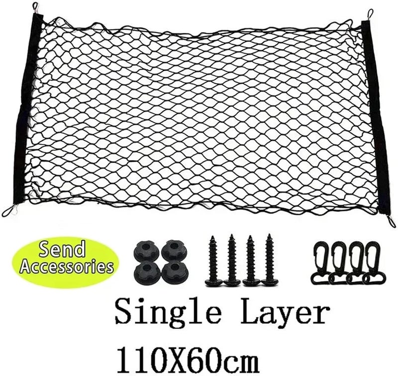 Cargo Net 4pcs Mesh Trunk Seat Elastic String Net Universal Storage Bag for Load Securing(SingleLayer110X60cm) - Image 2