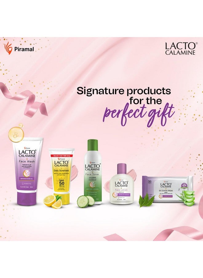 لاكتو كلامين مجموعة العناية بالوجه المتميزة للنساء، غسول الوجه الواقي من الشمس، مناديل مبللة، تونر للوجه، مجموعة من 5 منتجات مميزة، سلة هدايا هولي - Image 3