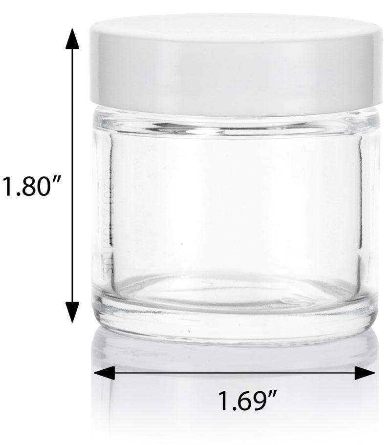 JUVITUS 1 oz / 30 ml Clear Glass Straight Sided Jar with White Smooth Lined Lids (12 pack) - Image 2
