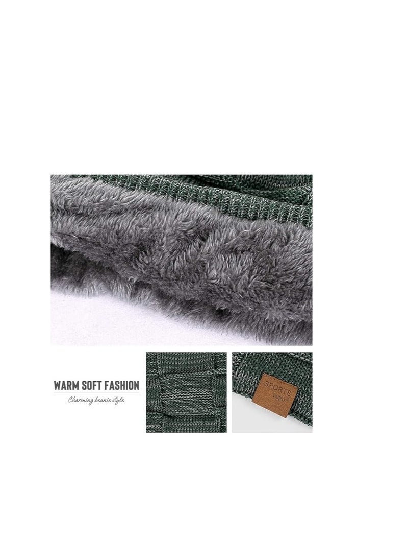 SYOSI - Mens Slouchy Beanie Hats, 2 Packs Slouchy Beanie for Men Winter Hats for Guys Cool Beanies Mens Lined Knit Warm Thick Skully Stocking Binie Hat, Blue/Army Green - Image 1