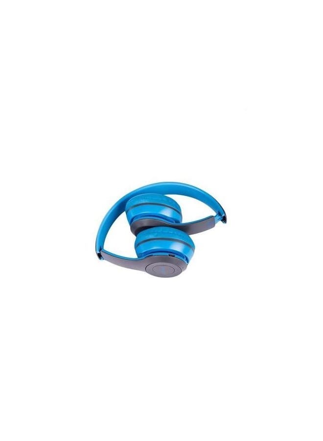 P47 Wireless Bluetooth Headset HD Earphones With FM TF Card Slot Blue - Image 4