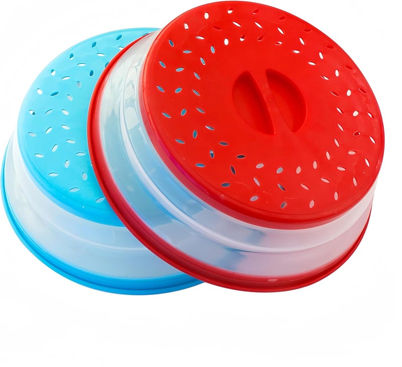 RUNZI Pack of 2 Collapsible Microwave Food Cover, Splatter Guard,Vented Microwave Lid for Food,10.5inch, BPA free TPR, Dishwasher safe - Image 1