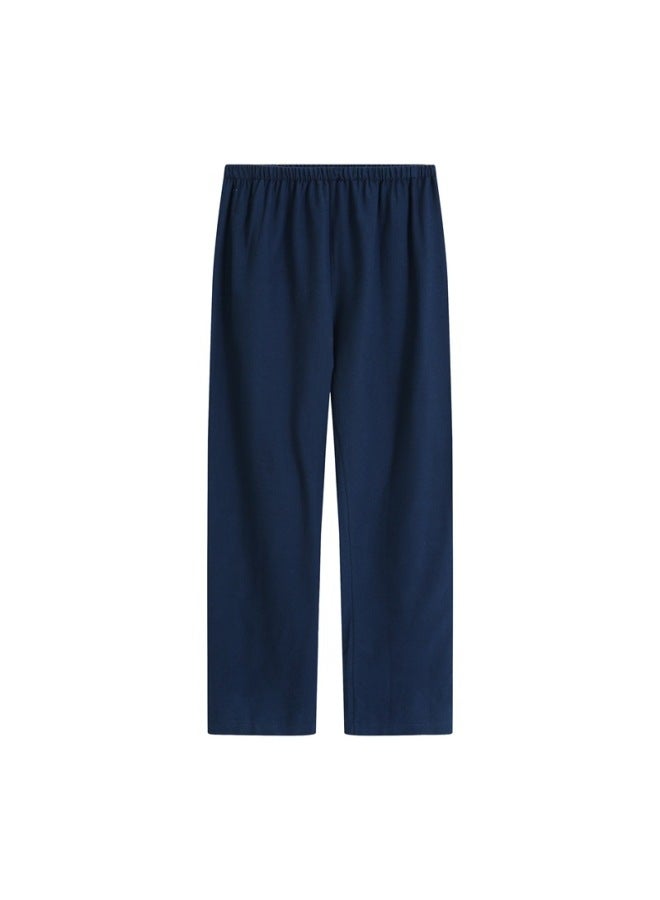 Unprinted Style Cotton Pajama Pants Flannel Cotton Home Pants Simple Men's And Women's Double-layer Yarn Trousers Soft Pants
