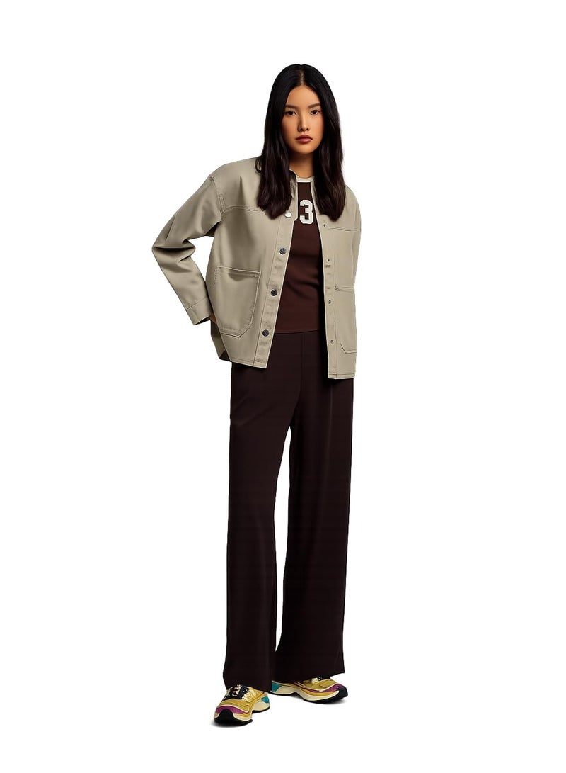 COLIN'S Women's Cotton Jacket, 100% Cotton Long Sleeve Casual Jacket with Front Snap Button Closure and Multiple Utility Pockets, Beige, Size 34 - Image 1