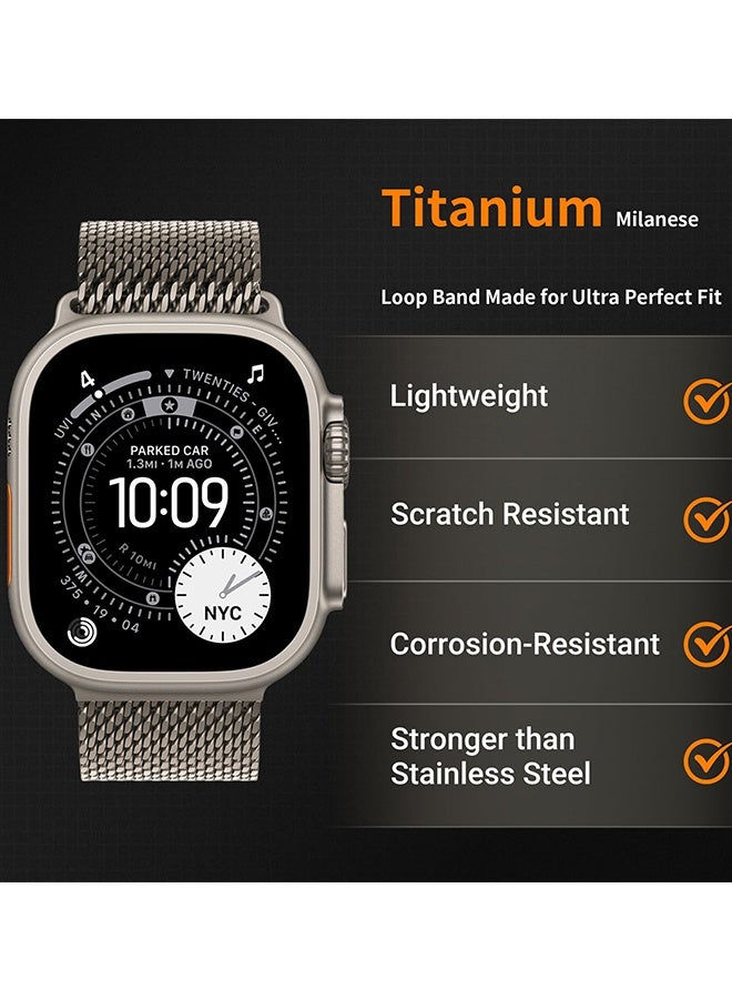 Stainless Steel Mesh Loop Band for Apple Watch Ultra 2 49mm Series 10 46mm 9 8 7 45mm 6 5 4 44mm: Parachute Style Buckle Titanium Compatible Strap for Daily Wear Business Eid Gatherings Sports,Ideal Gift - Image 2
