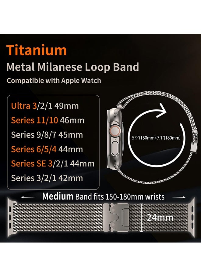 Stainless Steel Mesh Loop Band for Apple Watch Ultra 2 49mm Series 10 46mm 9 8 7 45mm 6 5 4 44mm: Parachute Style Buckle Titanium Compatible Strap for Daily Wear Business Eid Gatherings Sports,Ideal Gift - Image 3