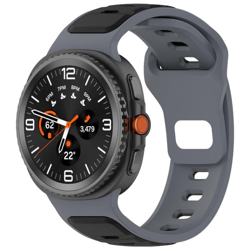 سوار ساعة ذكية رياضي من السيليكون متوافق مع Samsung Galaxy Watch 8 Classic بملاءمة قابلة للتعديل وحزام ناعم للاستبدال اليومي باللون رمادي قابل للتعديل - Image 1