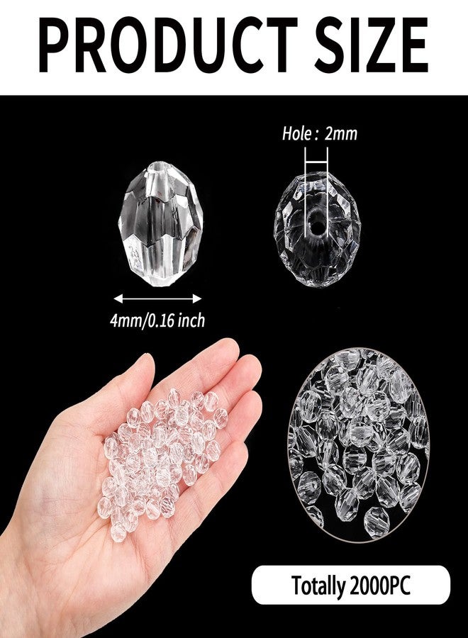 BONNY BOXX 2000pcs 4mm Acrylic Faceted Round Crystal Beads Transparent White Loose Spacer Craft Beads for DIY Bracelet Necklace Earring Keychain Jewelry Making Bags Decoration - Image 3