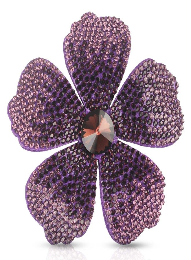 Merdia 2.9 Inches Created Crystal Hawaiian Flower Hair Clips for Women | Boho Braids Artificial Hibiscus Flower Clips for Hair | Stylish Headdress Bobby Pins Tropical Hair Accessories for Women, Purple - Image 1