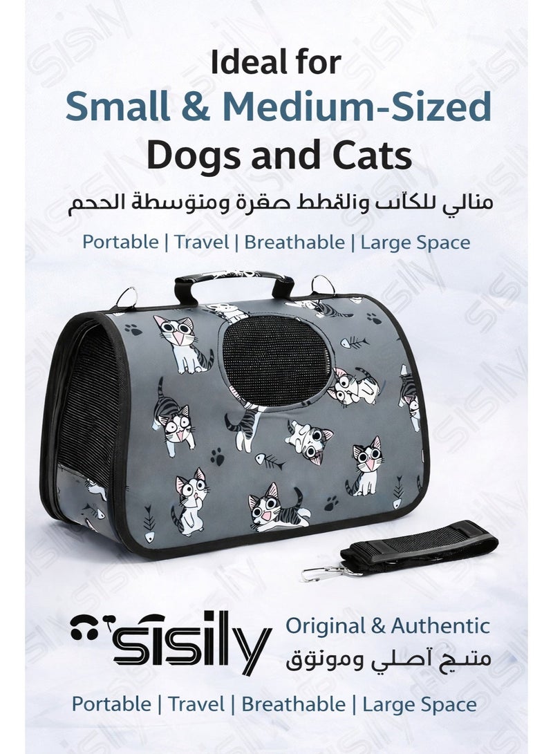 سيسلي حقيبة يد من الفوم بحزام ظهر للقطط، حزام ظهر للكلاب الصغيرة، مناسب للكلاب والقطط الصغيرة والمتوسطة الحجم، حقيبة ظهر محمولة قابلة للتنفس وقابلة للطي ومساحة كبيرة وكتف واحد للقطط - Image 2