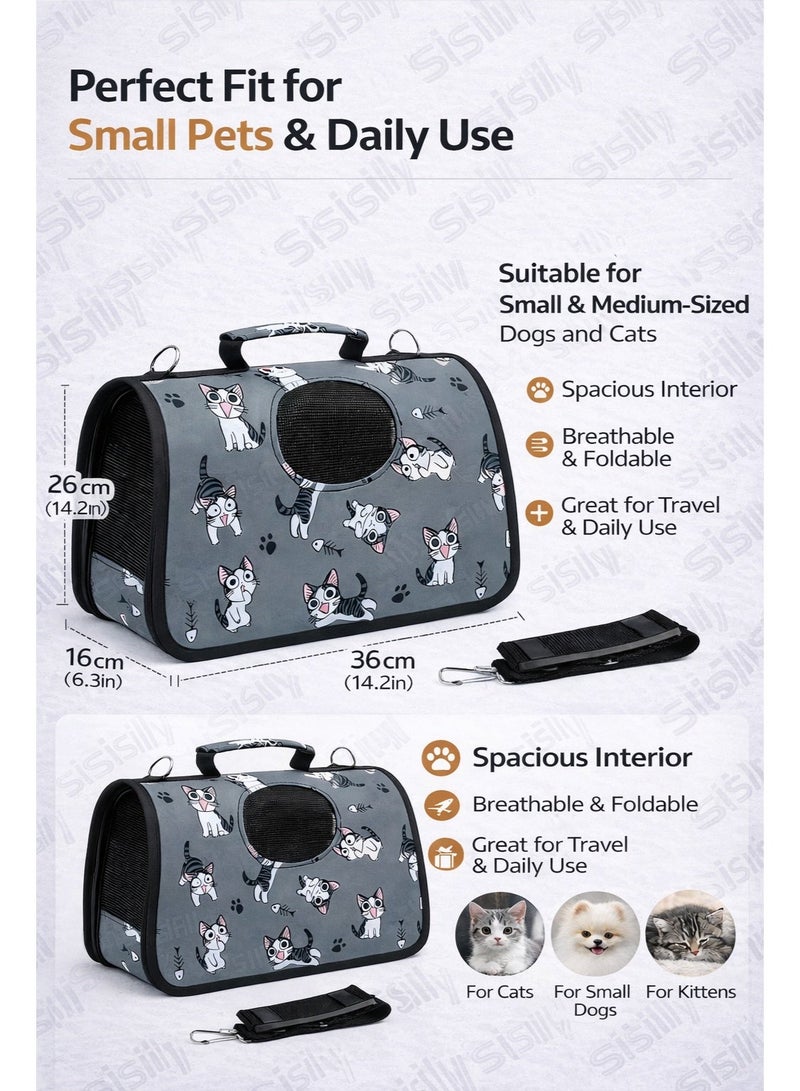 سيسلي حقيبة يد من الفوم بحزام ظهر للقطط، حزام ظهر للكلاب الصغيرة، مناسب للكلاب والقطط الصغيرة والمتوسطة الحجم، حقيبة ظهر محمولة قابلة للتنفس وقابلة للطي ومساحة كبيرة وكتف واحد للقطط - Image 4