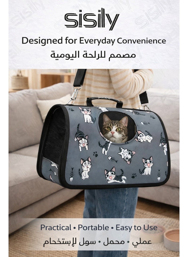سيسلي حقيبة يد من الفوم بحزام ظهر للقطط، حزام ظهر للكلاب الصغيرة، مناسب للكلاب والقطط الصغيرة والمتوسطة الحجم، حقيبة ظهر محمولة قابلة للتنفس وقابلة للطي ومساحة كبيرة وكتف واحد للقطط - Image 3