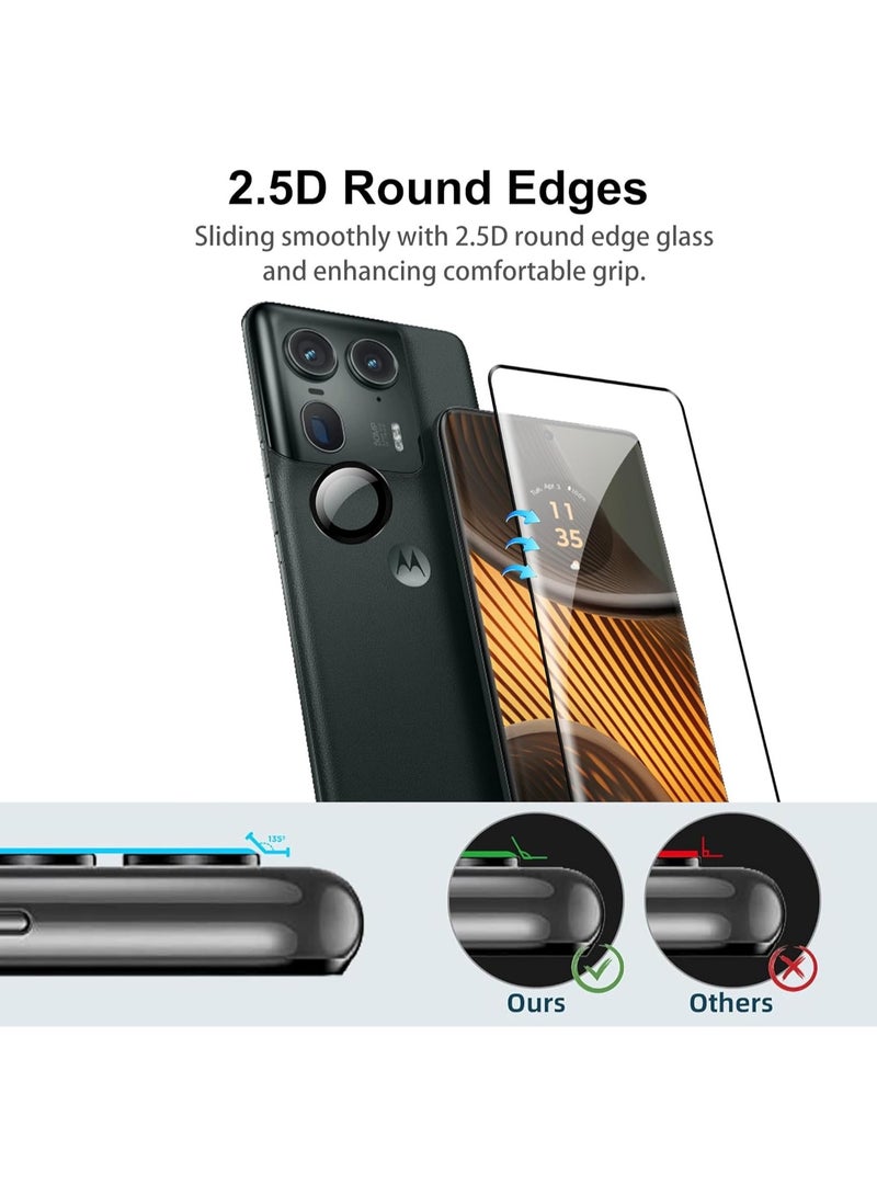 Screen Protector Compatible with Motorola Moto Edge 50 Ultra 【2 Pack】 Tempered Glass + 【2 Pack】 Camera Lens Protector, 【Maximum Coverage】 HD Tempered Glass for Moto Edge 50 Ultra - Image 2