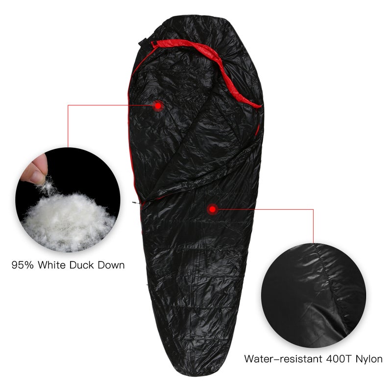 Women Men 95% White Duck Down Lightweight Sleeping Bag with Compression Sack for Backpacking Camping Hiking Traveling - Image 2