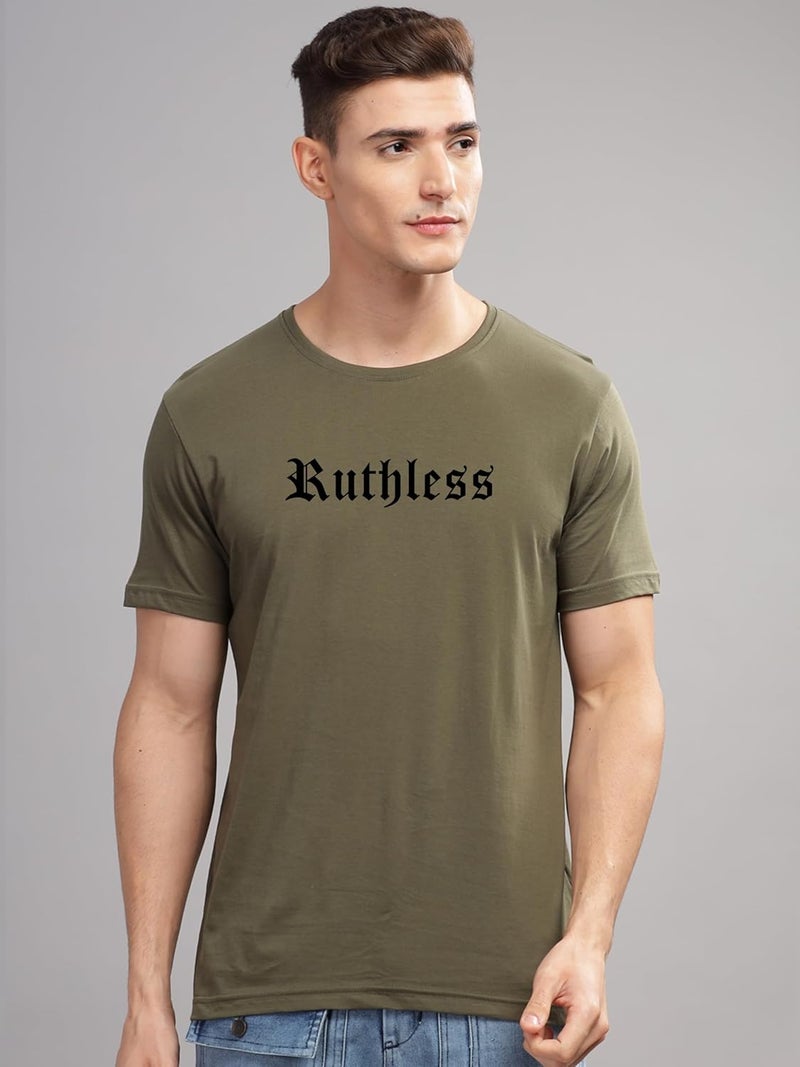 ADRO Men's Olive Graphic Printed T-Shirt - Ruthless Design - Image 3