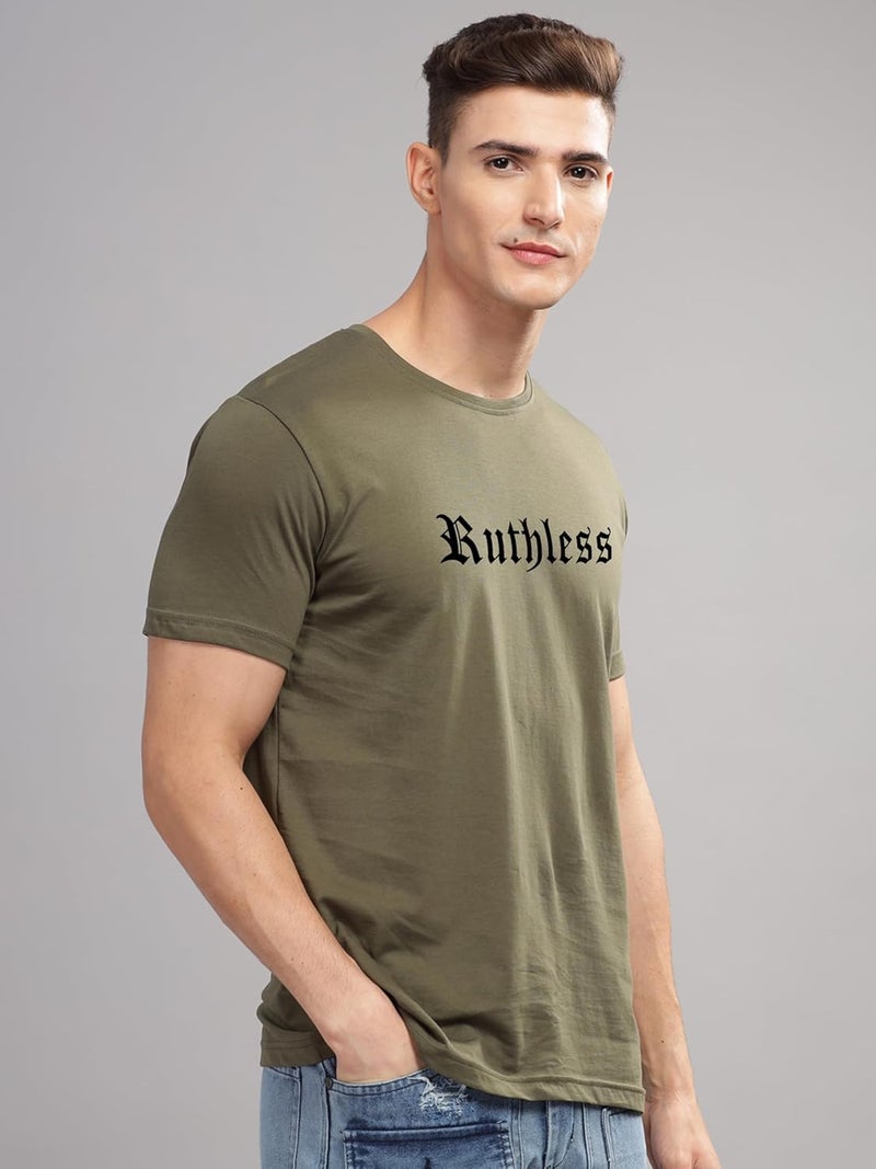 ADRO Men's Olive Graphic Printed T-Shirt - Ruthless Design - Image 5