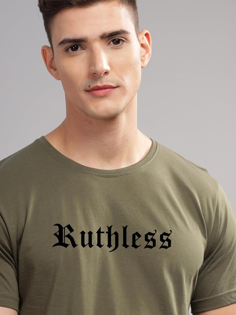 ADRO Men's Olive Graphic Printed T-Shirt - Ruthless Design - Image 2