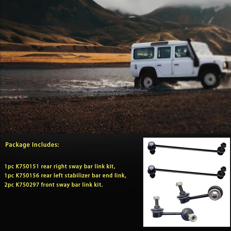 HHCM 4pc Front Rear Sway Bar Link Kit for Honda CR-V 2007 2008 2009 2010 2011 2012 2013 2014 2015 2016, K750151 K750156 K750297 Rear Stabilizer Bar End Links and Front Sway Bar End Links for Honda CRV - Image 3