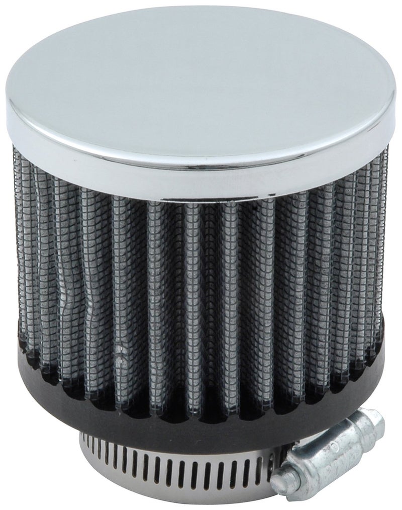 Allstar Performance Breather ClampOn Round 138 in OD Tube Reusable Steel Chrome Each