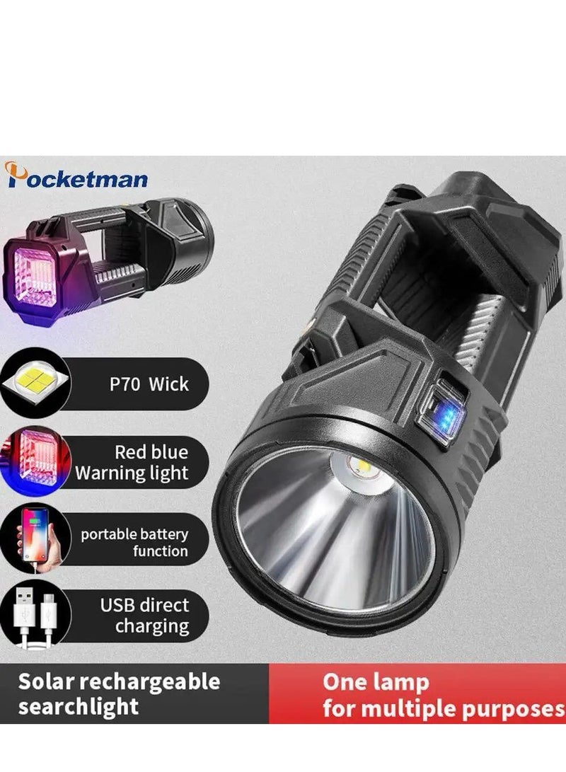 Rechargeable Solar Powered Flashlight, LED Fishing Flashlight with Cup Light and Solar Panel, Super Bright Solar Flashlight for Fishing, Sea, Camping - Image 4