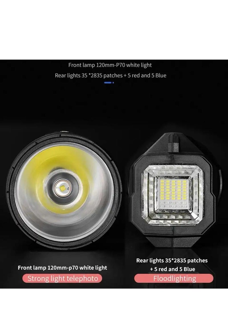 Rechargeable Solar Powered Flashlight, LED Fishing Flashlight with Cup Light and Solar Panel, Super Bright Solar Flashlight for Fishing, Sea, Camping - Image 2