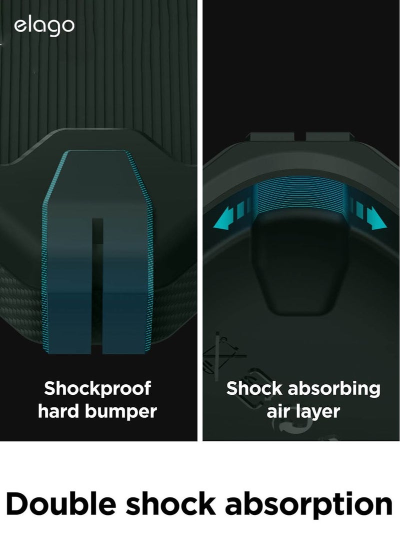 Elago Armor for iPhone 14 Pro Case Cover Military Grade with Carbon Fiber Pattern - Dark Green - Image 5