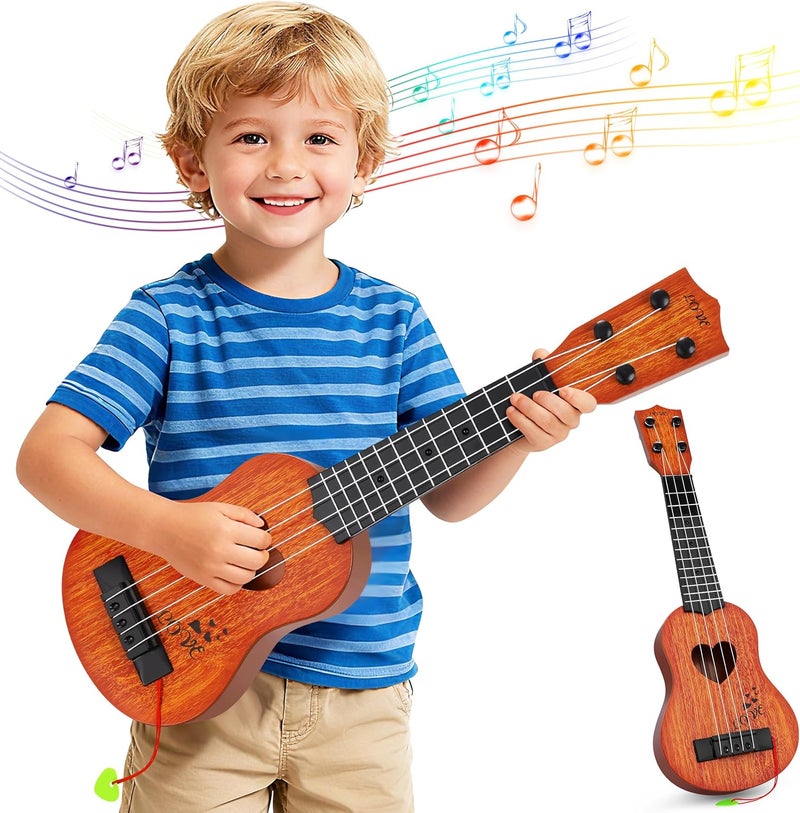 YEZI Kids Toy Classical Ukulele Guitar Musical Instrument, Brown - Image 1