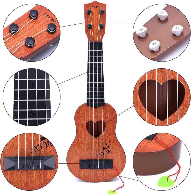 YEZI Kids Toy Classical Ukulele Guitar Musical Instrument, Brown - Image 3
