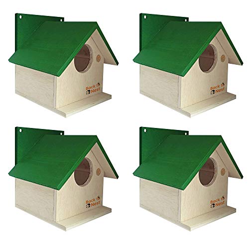 BackToNest Bird House Nest Box for Sparrow, Finches, Garden Birds Nest Boxes for Bird -BVN5 (4 Nos) multicolur - Image 4